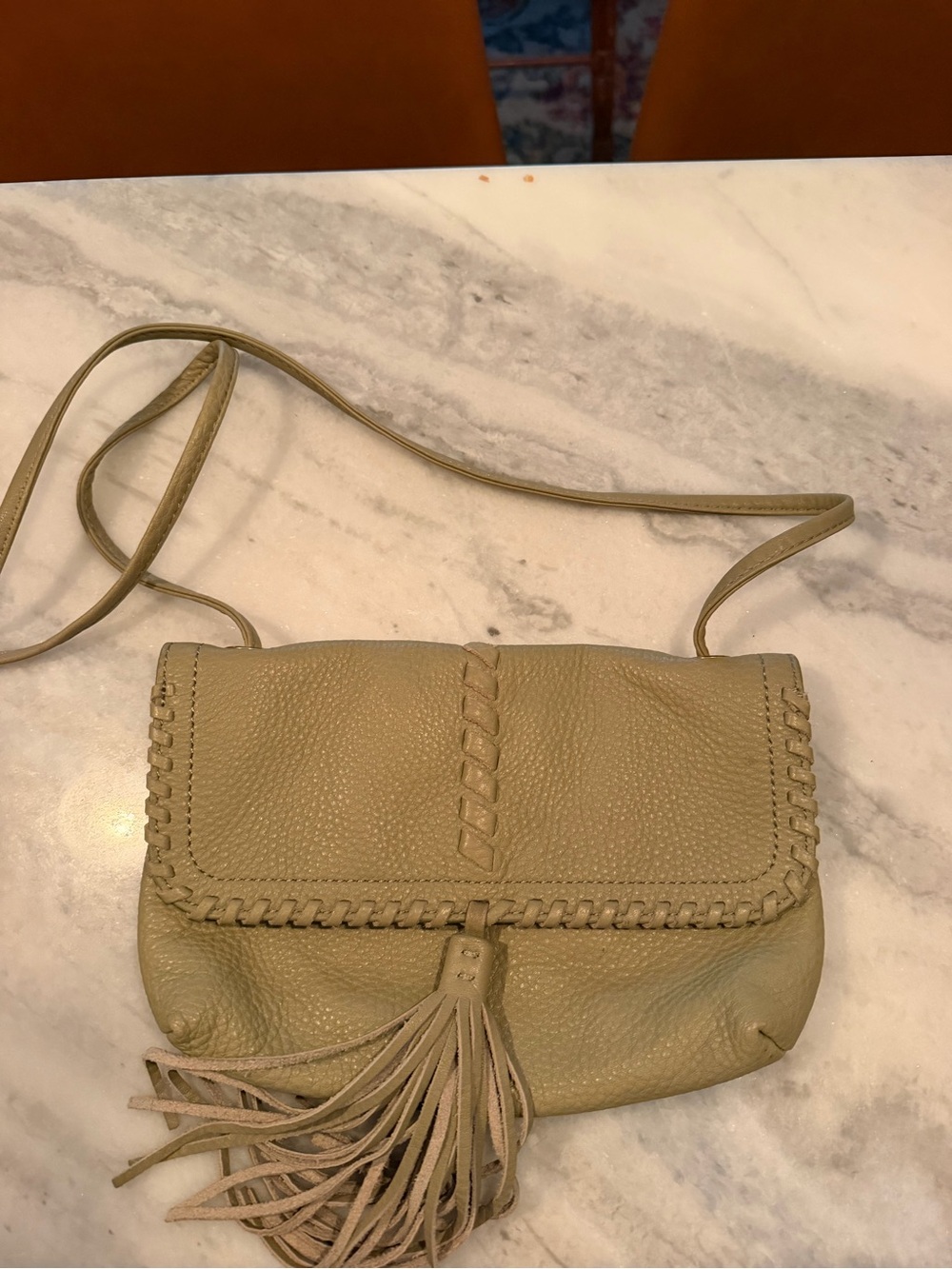 HOBO Leather Crossbody with Braided Trim and Tassel